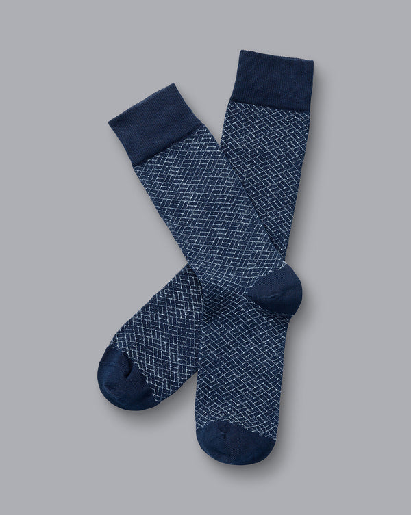 French Blue Patterned Socks