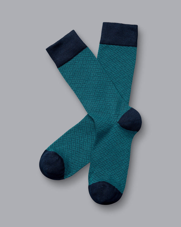 Teal Green Patterned Socks