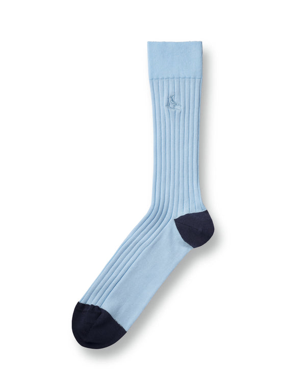 Light Blue Cotton Rib Socks