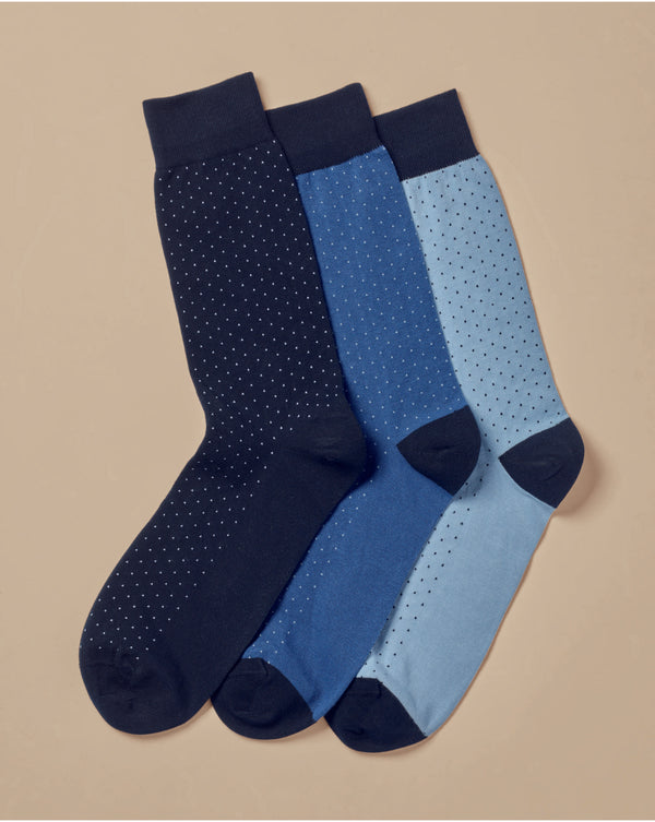 Navy Multi Micro Dash Cotton Rich 3 Pack Socks