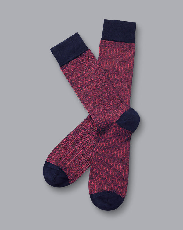 Bright Pink And Navy Chevron Socks