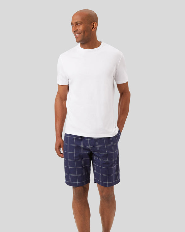 French Blue And White Check Pyjama Shorts