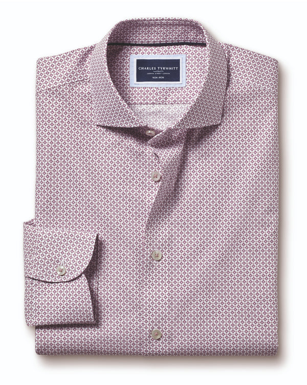 Blackberry Purple Shadow Diamond Print Non-Iron Extra Slim Fit Shirt