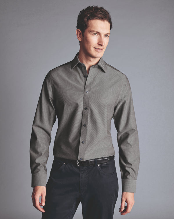 Grey Non-Iron Royal Oxford Slim Fit Shirt