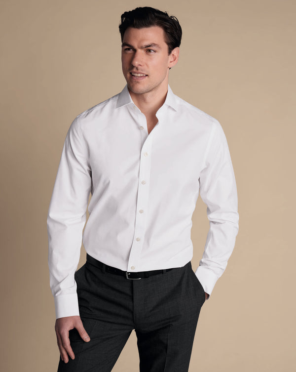 White Non-Iron Poplin Cutaway Slim Fit Shirt