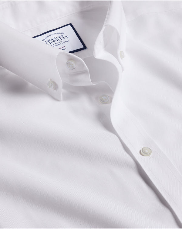 White Non-Iron Button-Down Twill Slim Fit Shirt