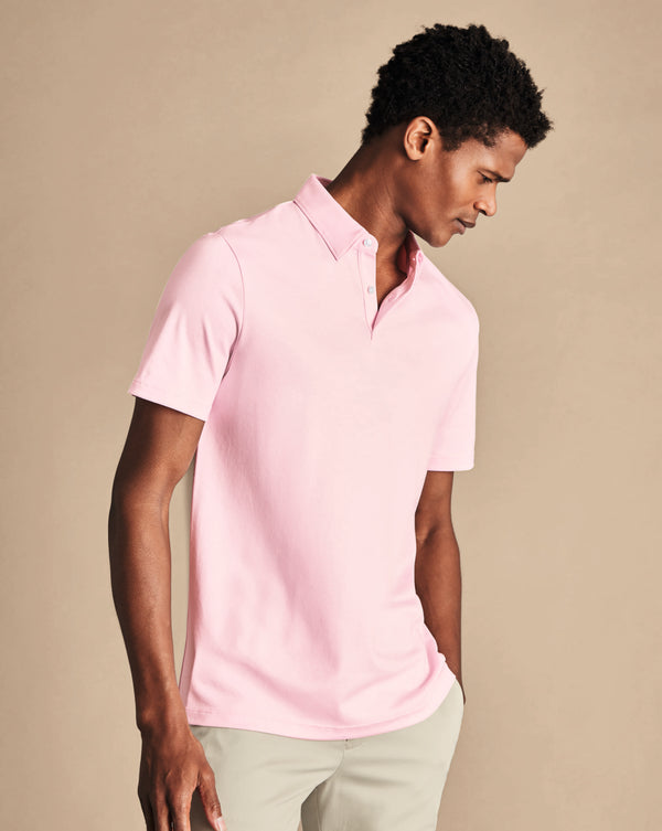 Light Pink Plain Short Sleeve Jersey Polo