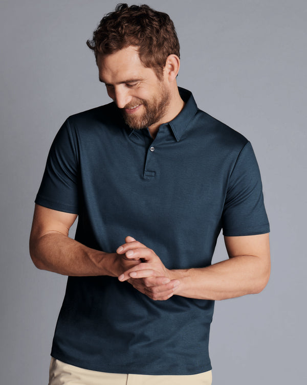 Petrol Blue Plain Short Sleeve Jersey Polo