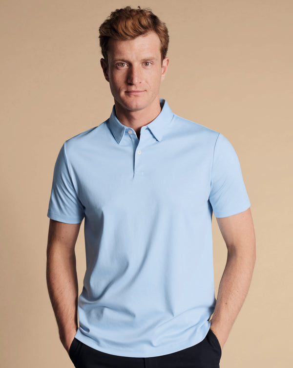 Sky Blue Plain Short Sleeve Jersey Polo