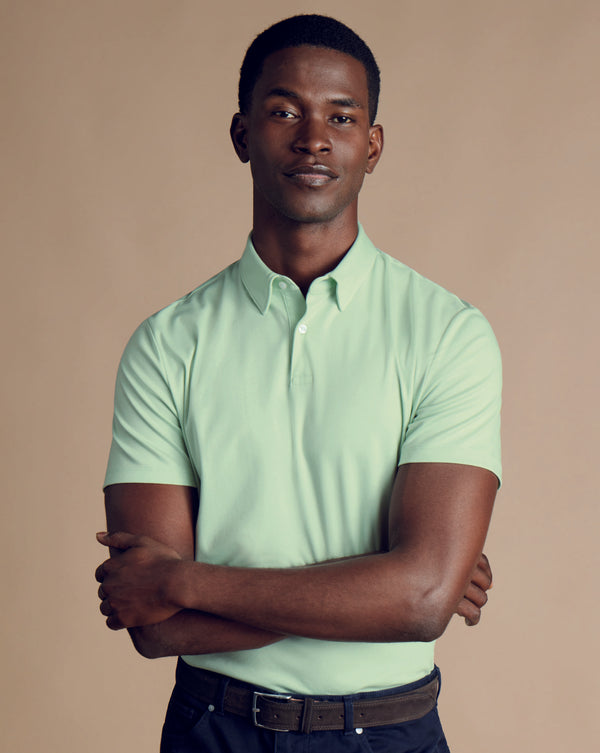 Light Green Plain Short Sleeve Jersey Polo