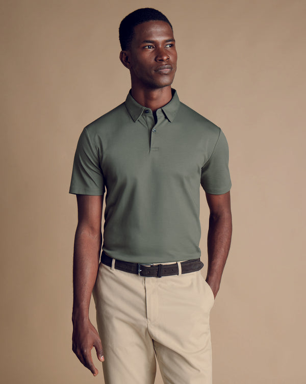 Sage Green Plain Short Sleeve Jersey Polo