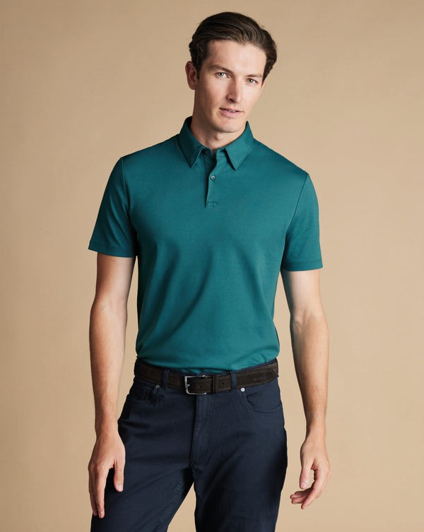 Teal Green Plain Short Sleeve Jersey Polo