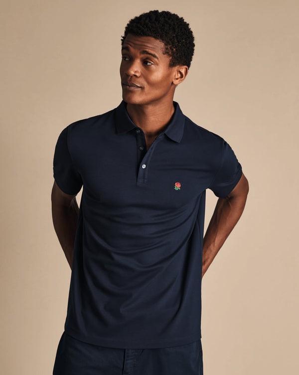 Navy Blue Rfu Short Sleeve Pique Polo