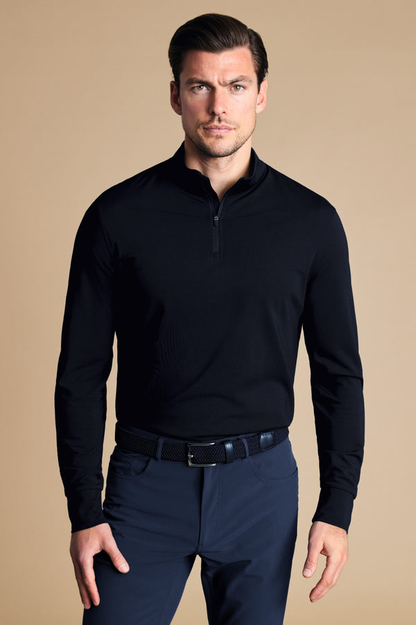 Navy Blue Performance Zip Neck