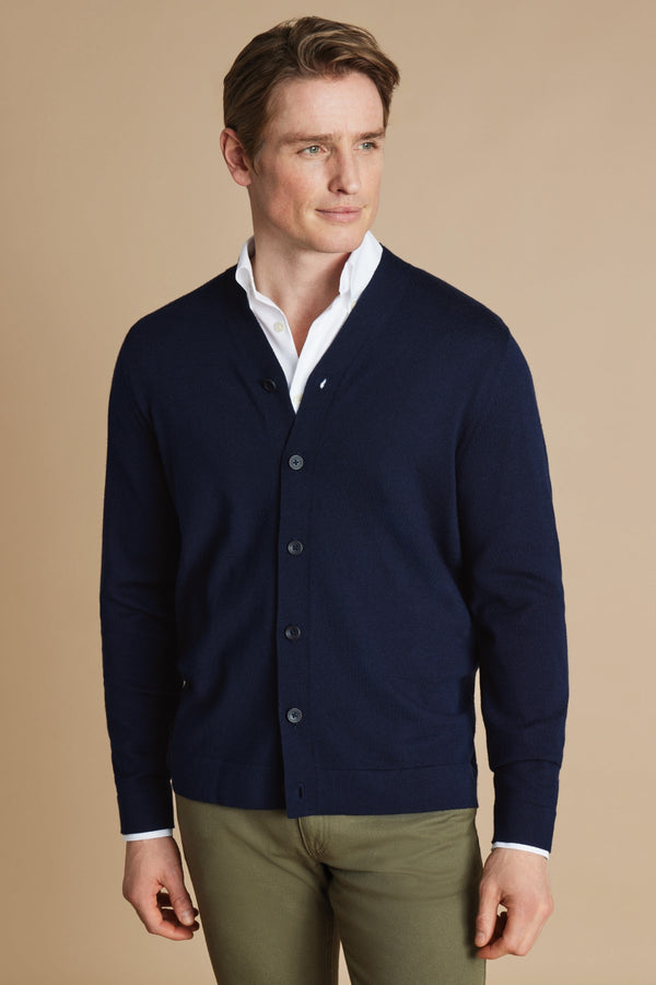 Navy Blue Pure Merino Cardigan