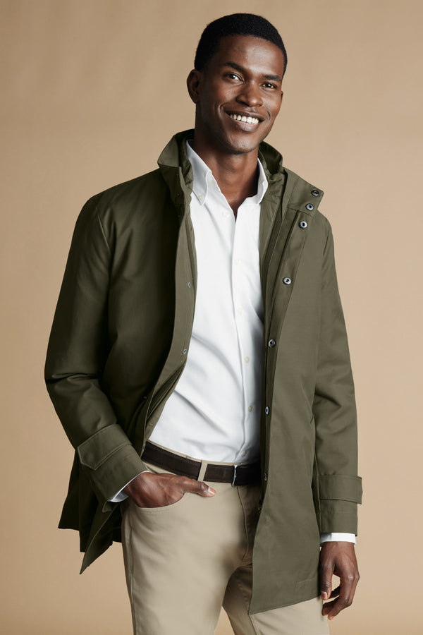 Olive Green 3 In 1 Rain Mac With Detachable Gilet