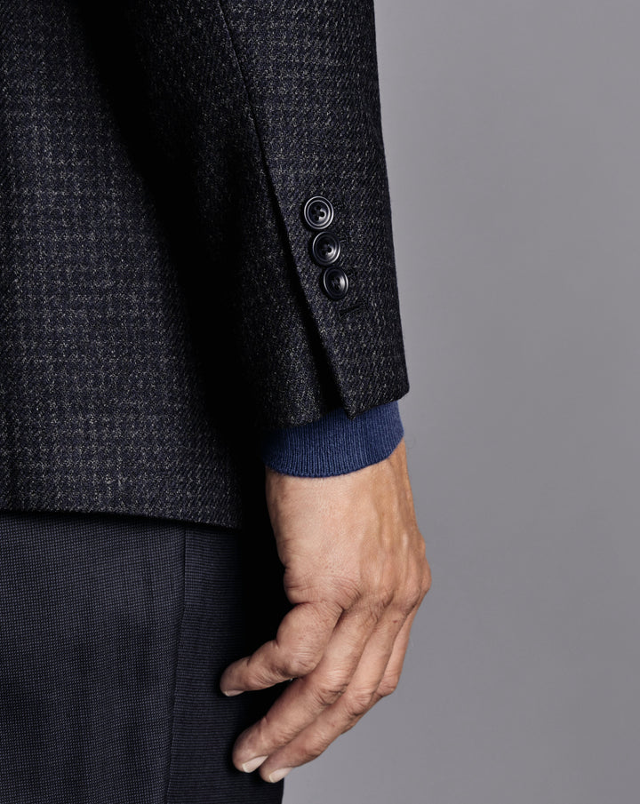 Dark Navy Puppytooth Wool Silk Texture Slim Fit – Charles Tyrwhitt Pakistan