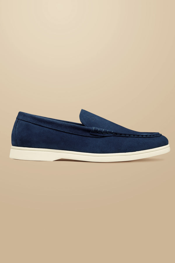 French Blue Suede Slip On Loafer