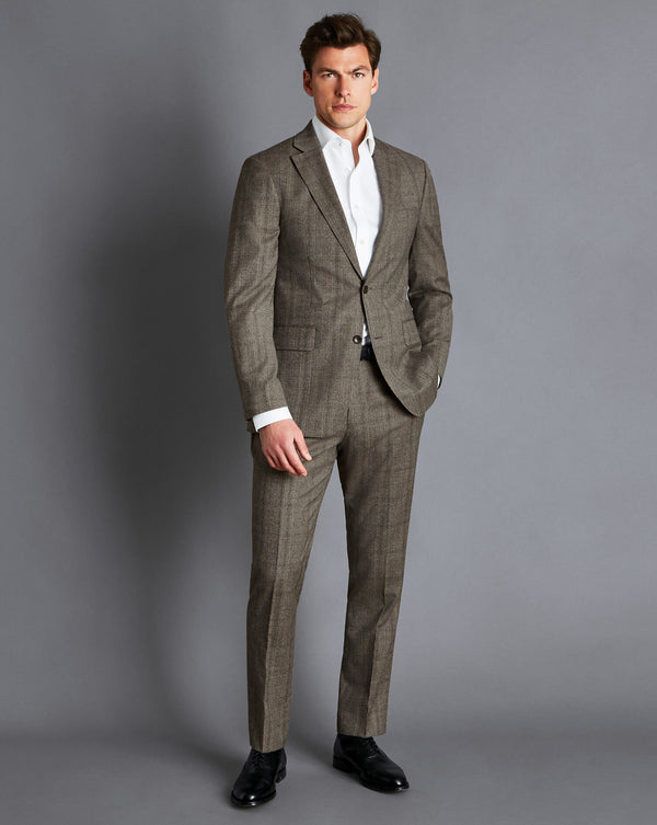 Oatmeal Prince Of Wales Check Slim Fit Suit Jacket