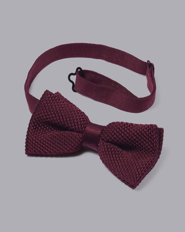 Burgundy Classic Knitted Ready-Tied Bow Tie