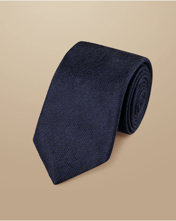 French Blue Silk Linen Tie