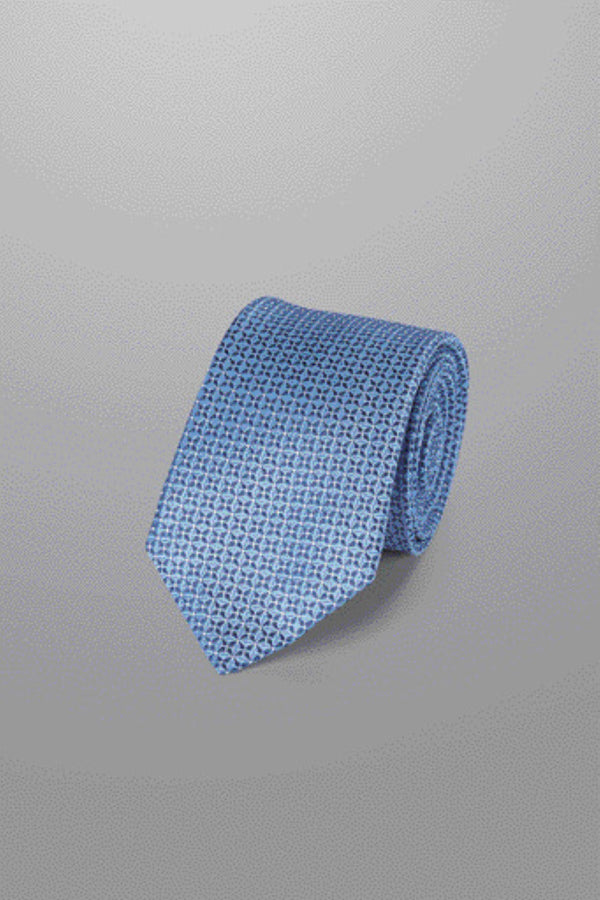 Sky Blue Semi Plain Silk Stain Resistant Pattern Tie