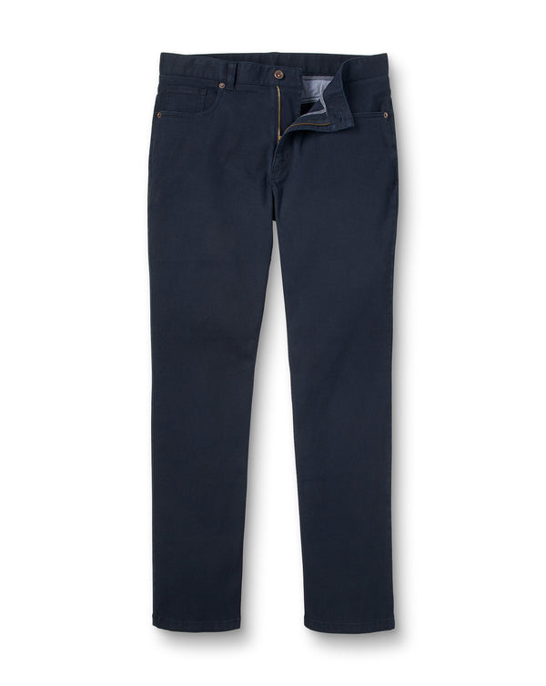 Navy Washed Texture Slim Fit 5 Pocket Trousers