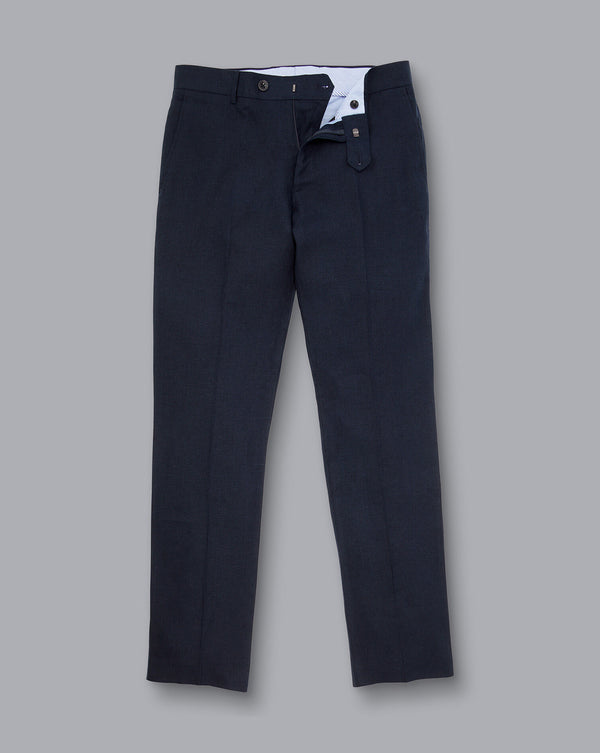 Dark Navy Slim Fit Linen Trouser