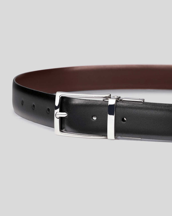 Black And Chocolate Brown Made In England Reversible Belt