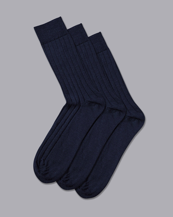 Denim Blue Merino Wool 3 Pack Socks