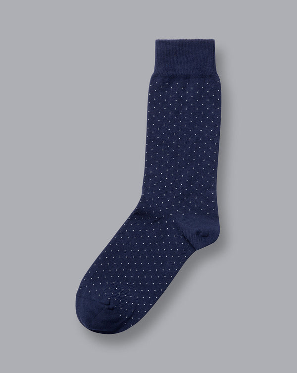 French Blue And White Micro Dash Socks