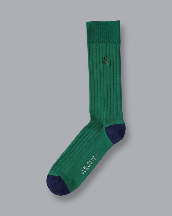 Dark Green Cotton Rib Socks