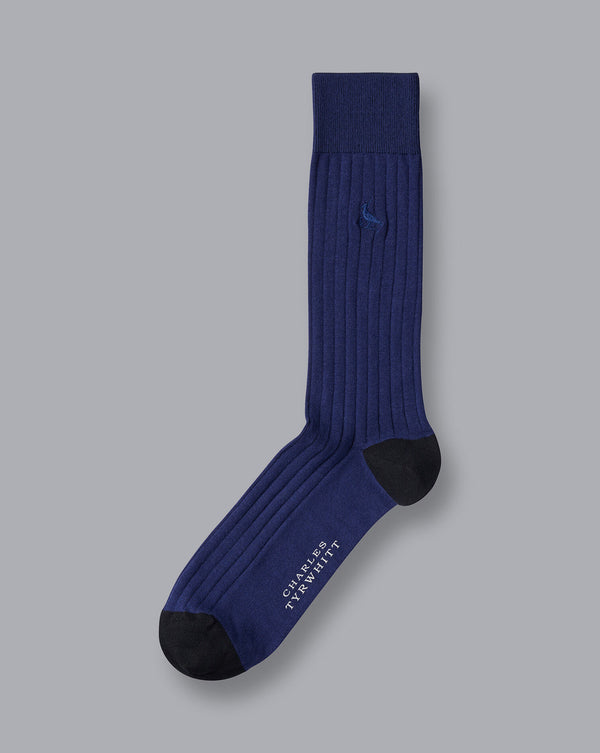 French Blue Cotton Rib Sock