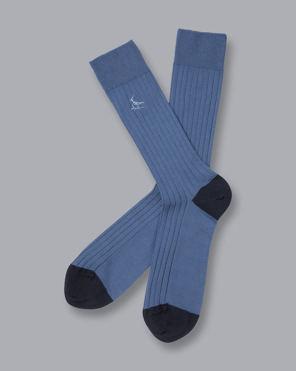 Indigo Blue Cotton Rib Socks