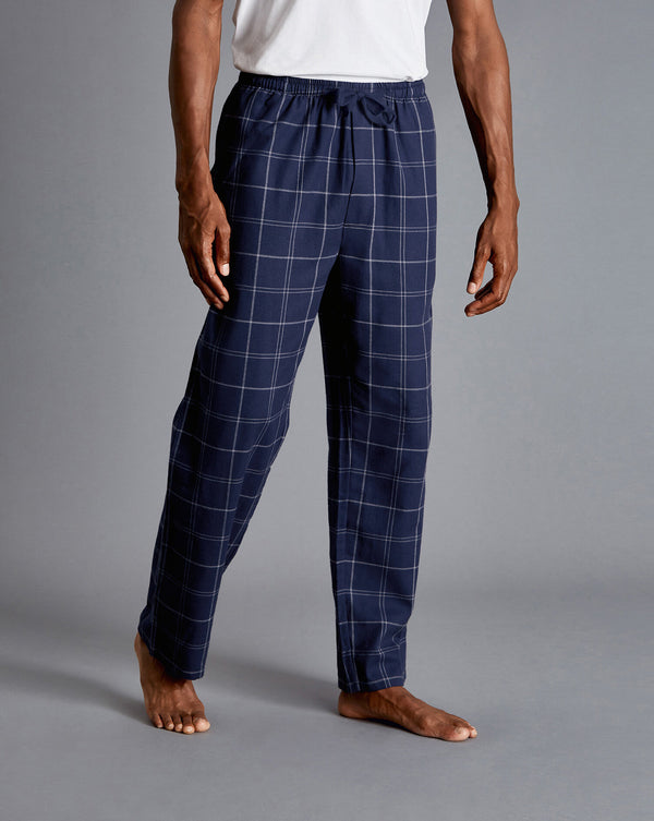 French Blue And White Check Pyjama Bottoms