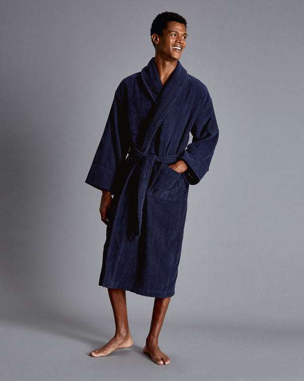 French Blue Waffle Bath Robe