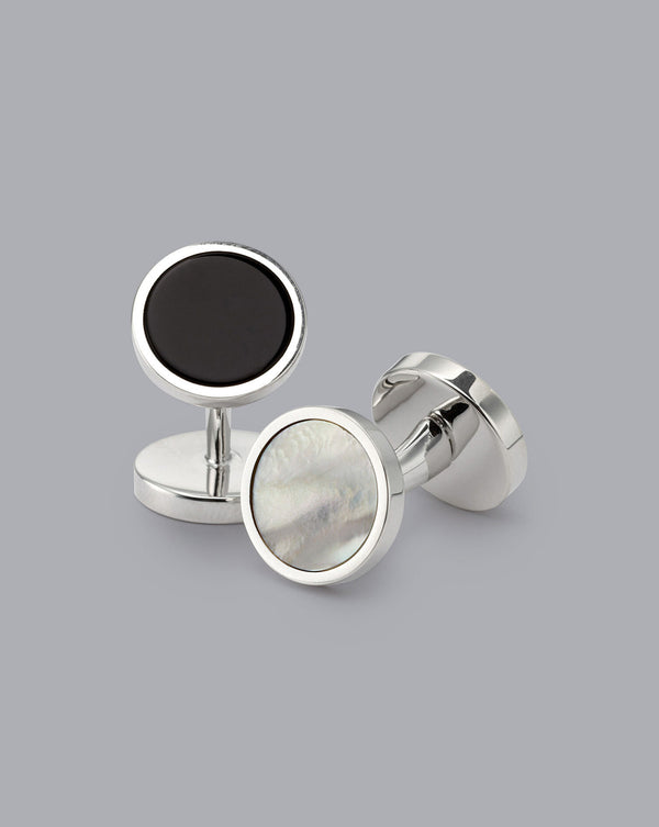 Mother Of Pearl And Onyx Evening Cufflink