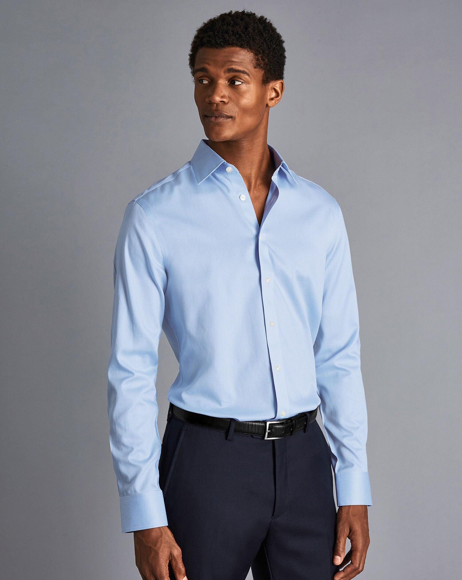 Sky Blue Non Iron Puppytooth Slim Fit – Charles Tyrwhitt Pakistan