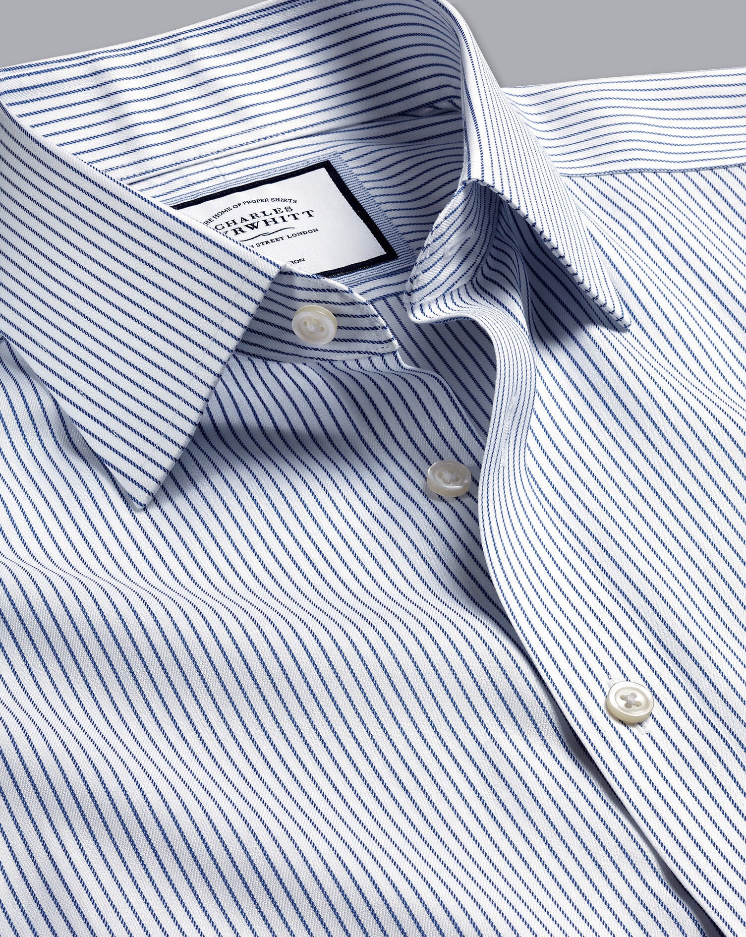 Royal And White Non-Iron Twill Stripe Slim Fit Shirt – Charles Tyrwhitt ...