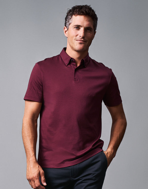 Wine Plain Short Sleeve Jersey Polo