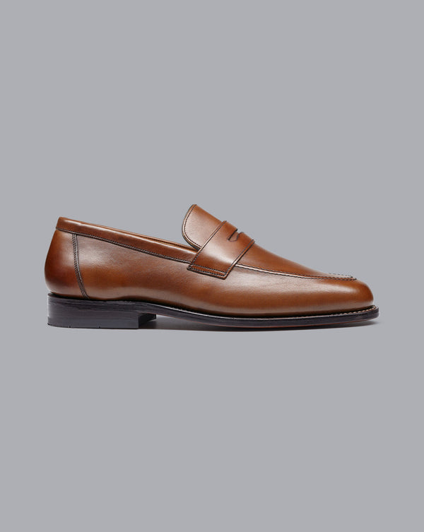 Dark Tan Leather Saddle Loafer