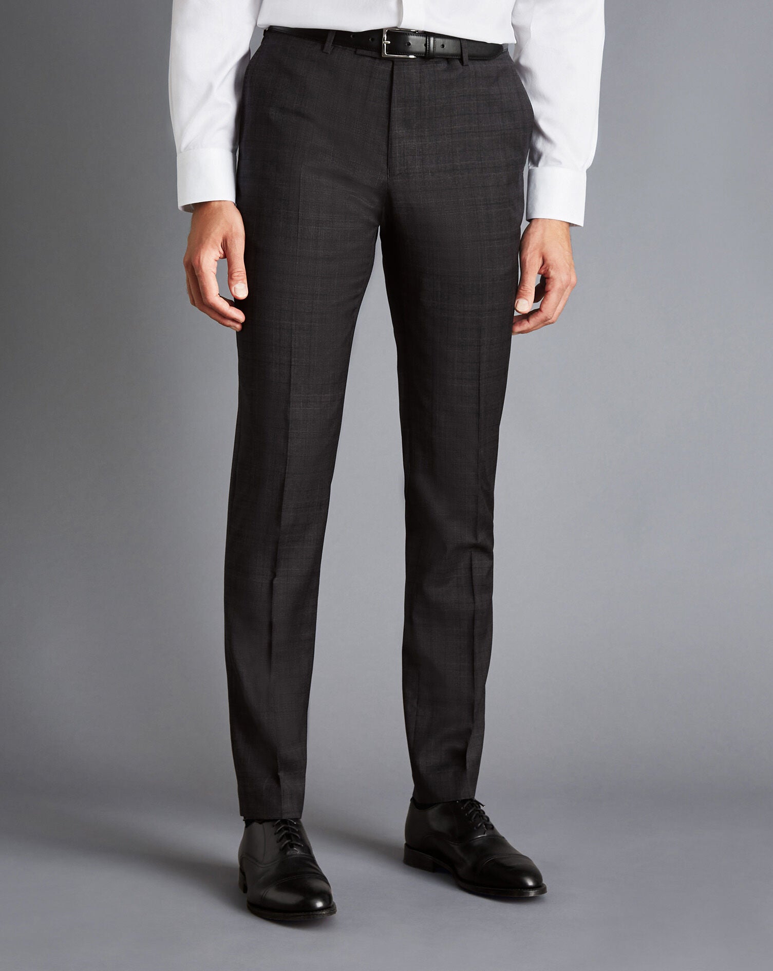 Charcoal Grey Prince Of Wales Check Italian Luxury Suit Trouser ...